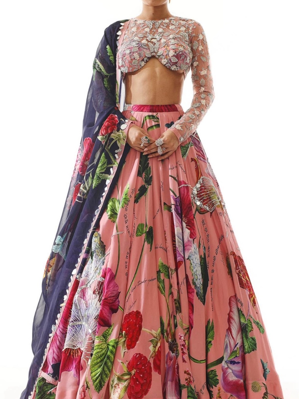 Mahima Mahajan Blush Pink Floral Lehenga